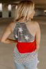 Multicolor American Flag Print Casual Color Block Tank Top