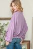 Purple Elastic Hem Lantern Sleeve Sweatshirt