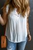 White Button Split Neck Frill Trim Sleeveless Shirt