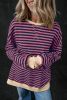 Red Stripe Contrast Edge Oversized Pullover
