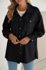 Black Corduroy Flap Pocket Button Up Shacket