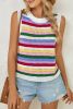 Multicolour Striped Cutout Knit Tank Top