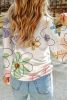 Beige Flower Print Long Sleeve T Shirt