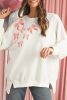 White Sequin Bowknot High Low Oversize Sweatshirt