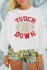 White TOUCH DOWN Rugby Graphic Pullover Sweatshirt