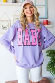 Grey Babe Letter Casual Pullover Sweatshirt (size: (US 18-20)2XL)