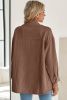 Chestnut Corduroy Flap Pocket Button Up Shacket