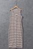 White Stripe Sleeveless Button Front Midi Dress