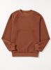 Chestnut Solid Color Textured Raglan Sleeve Pullover Sweatshirt