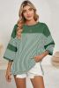 Mist Green Striped Patchwork Oversized Tee