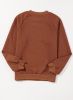Chestnut Solid Color Textured Raglan Sleeve Pullover Sweatshirt