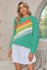 Mint Green Rainbow Colorblock Pullover Sweatshirt